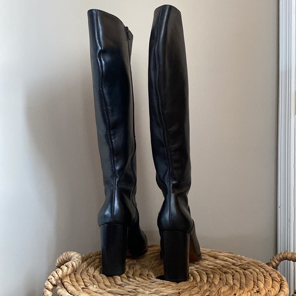 Vintage J Crew Black Leather Knee-High Boots - Picture 2 of 5